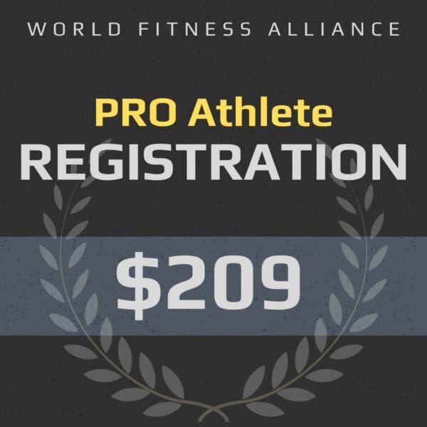 The words "PRO Athlete Registration - $209" superimposed over a purple textured background